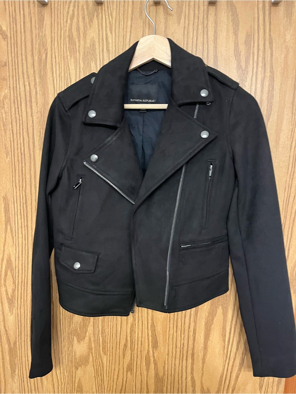 Banana Republic Women's Black Suede-Look Moto Jacket